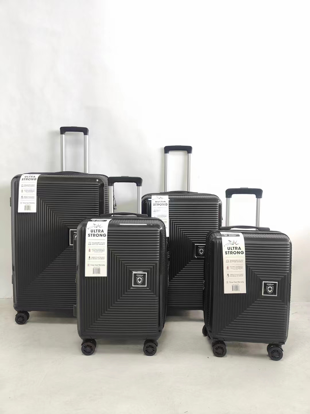 4 ชิ้น PP โพรพิลีนรถเข็นกระเป๋าเดินทางชุดกระเป๋าเดินทางผู้ผลิตกำหนดเอง