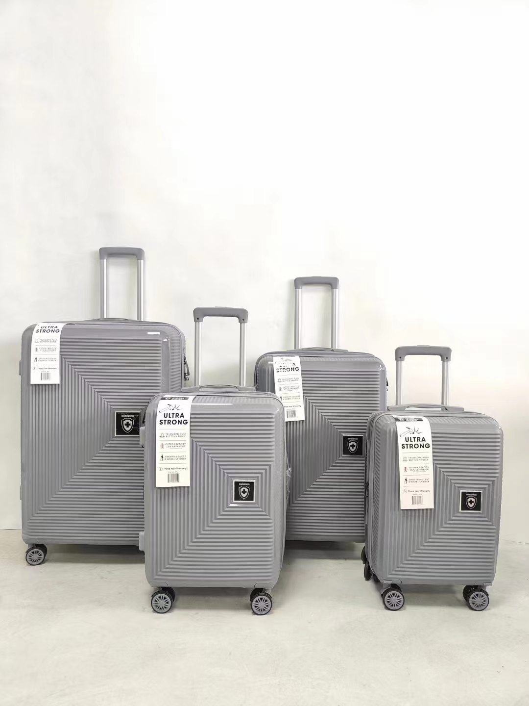 4 ชิ้น PP โพรพิลีนรถเข็นกระเป๋าเดินทางชุดกระเป๋าเดินทางผู้ผลิตกำหนดเอง