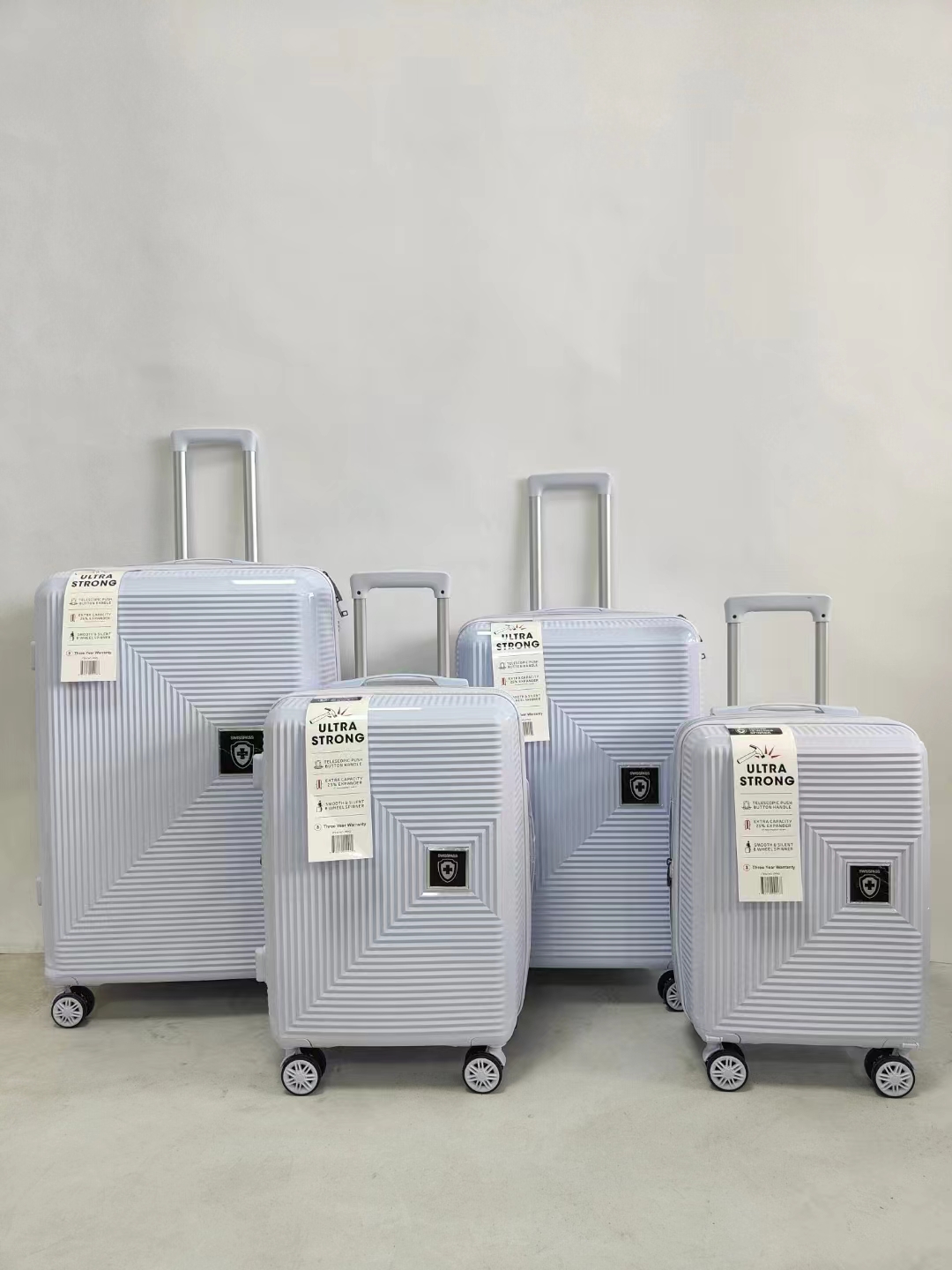 4 ชิ้น PP โพรพิลีนรถเข็นกระเป๋าเดินทางชุดกระเป๋าเดินทางผู้ผลิตกำหนดเอง