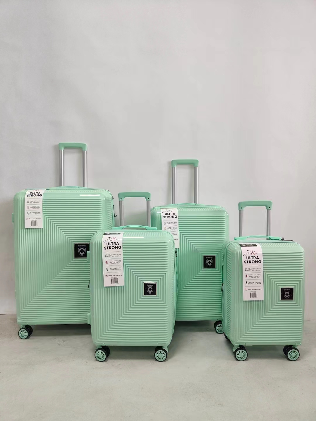 4 ชิ้น PP โพรพิลีนรถเข็นกระเป๋าเดินทางชุดกระเป๋าเดินทางผู้ผลิตกำหนดเอง