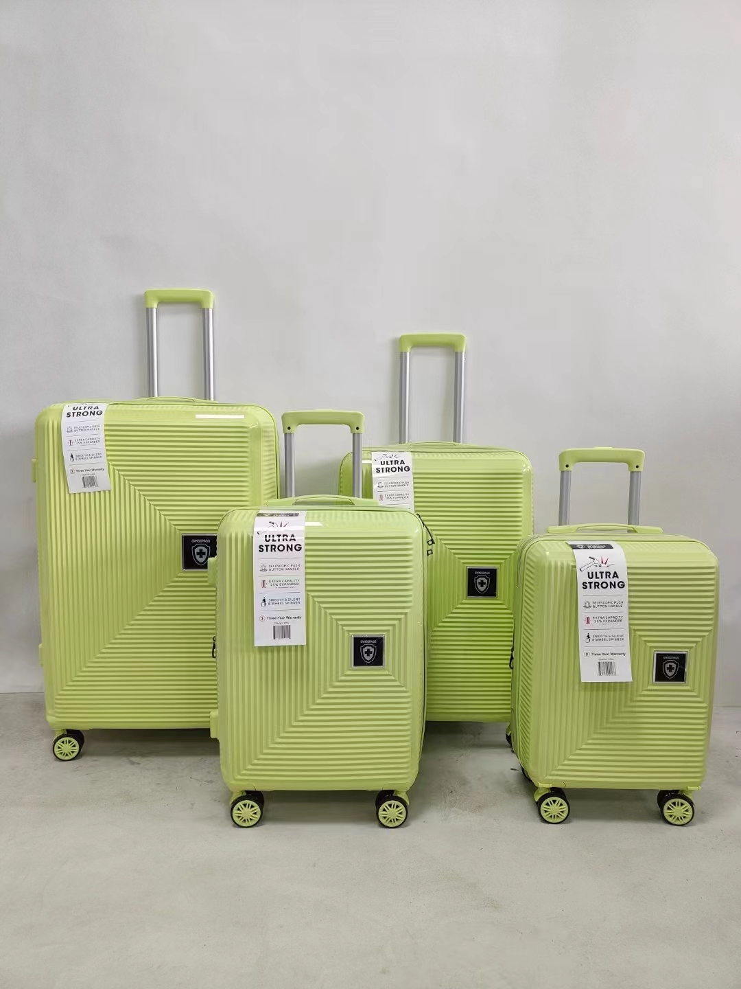 4 ชิ้น PP โพรพิลีนรถเข็นกระเป๋าเดินทางชุดกระเป๋าเดินทางผู้ผลิตกำหนดเอง